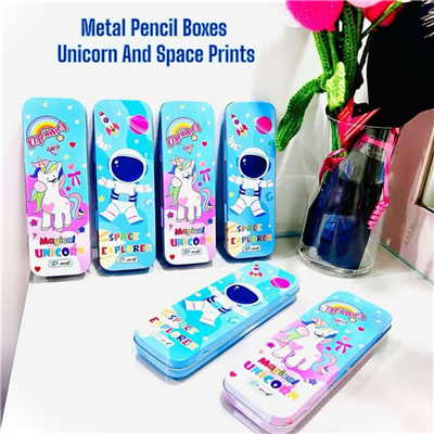 UNICORN AND SPACE METAL PENCIL BOX